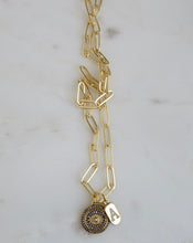 Load image into Gallery viewer, Agnes Evil Eye &amp; Initial Tag Necklace - Clip Chain