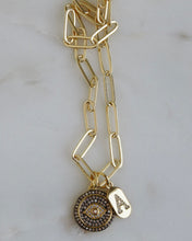 Load image into Gallery viewer, Agnes Evil Eye &amp; Initial Tag Necklace - Clip Chain