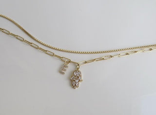 Chiara - Diamond Hamsa & Initial Ankle Bracelets
