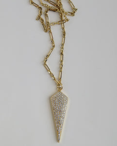 Pave Diamond Arrowhead Necklace - Clip Chain