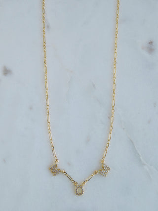 Personalized with Diamonds Necklace - Petite Figaro Chain