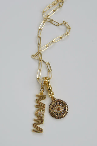 Small 16k Paperclip Link Necklace - add hinged clasp charms