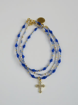 Holy Cross Shimmer - Beaded Bracelets Wrist Stack of 3