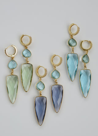 Amethyst Blue Topaz Crystal Earrings