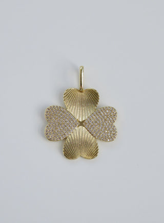 Diamond Heart Clover Charm