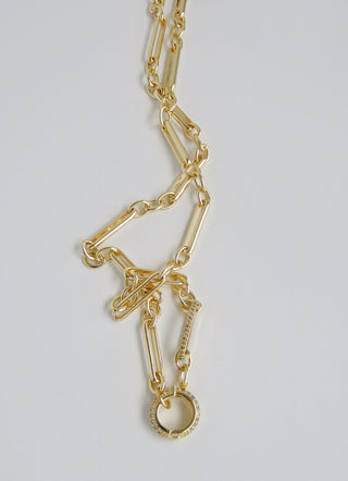Diamond Figaro Charm Holder Necklace - Clicker Clasp - add charms