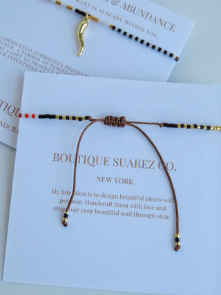 Essential Protection - Cornicello Bracelet - Abigail - Black, Red, Blue & Gold