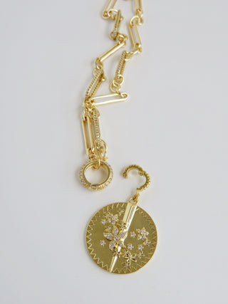 Diamond Figaro Charm Holder Necklace - Clicker Clasp - add charms