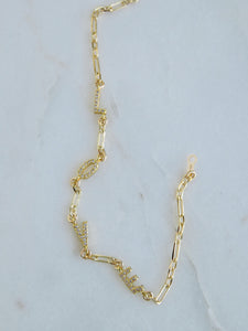 Personalized with Diamonds Bracelets - Petite Figaro Chain