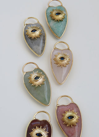 Heart Shaped Crystal Evil Eye Sun Charm
