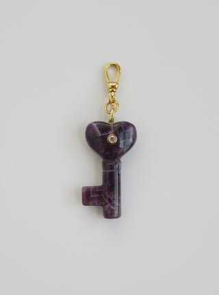 Heart Key Crystal Charm
