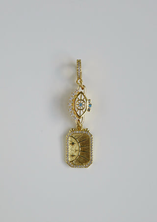 Evil Eye & Sun Hinged Clasp Lariat Chain - Figaro Link - add a charm