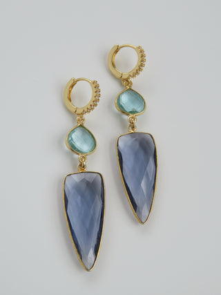 Amethyst Blue Topaz Crystal Earrings