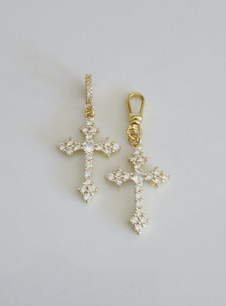 Diamond Holy Cross Charm on Hinged Clasp