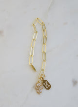 Load image into Gallery viewer, Hamsa &amp; Diamond Initial Tag Bracelet - Clip Link