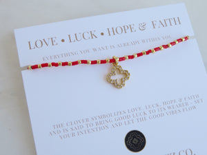 Ashlyn Diamond Clover Cord Bracelet