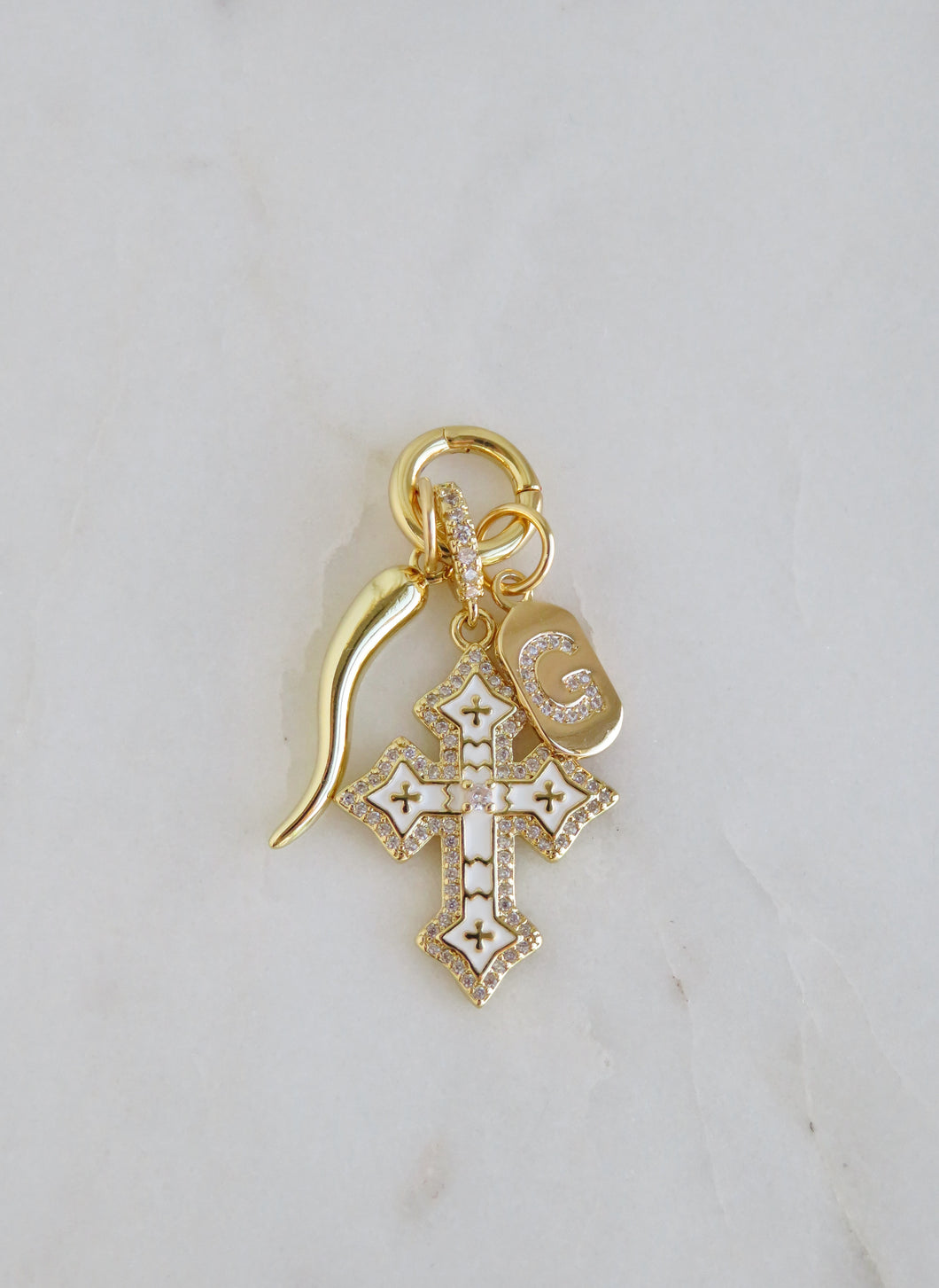 Cornicello Cross Charm Cluster