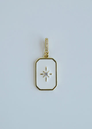 White Enamel Northern Star Tag with Diamond Hinged Clasp