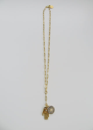 Evil Eye Hamsa Lariat Charm Necklace