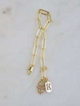 Load image into Gallery viewer, Diamond Hamsa &amp; Initial Bracelet