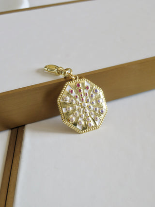 Colorful Octogan Pendant on Swivel Clasp