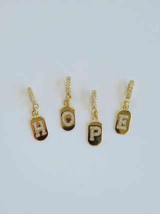 Diamond Initial Tag Charm with Diamond Clasp