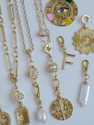 Big Bead Hinged Clasp Lariat Chain - Figaro Link - add a charm