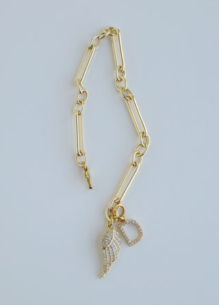 Angel Wing & Initial Bracelet