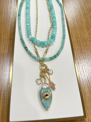 Aqua Evil Eye Necklace Stack