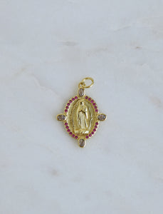 Virgin Mary Oval Diamond Pendant