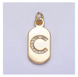 Diamond Initial Tag - 4mm Jump Ring