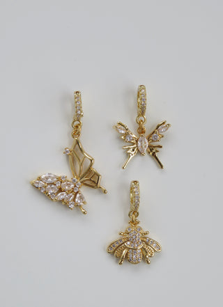 Butterfly & Bee Charm on Diamond Clasp