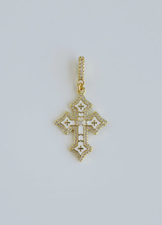 Divine Cross - White Enamel on Diamond Clasp