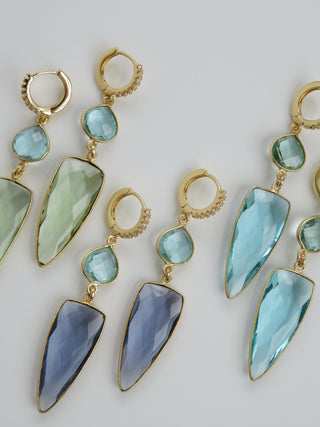 Amethyst Blue Topaz Crystal Earrings