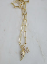 Load image into Gallery viewer, Angel Wing &amp; Diamond Initial Necklace - Clip Chain