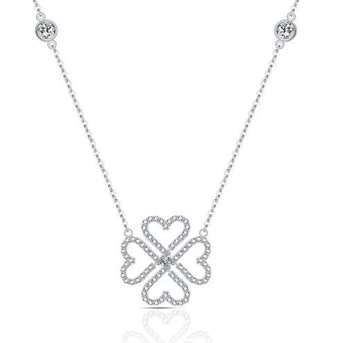 Clover Heart Necklace - Sterling Silver