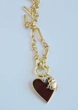 Load image into Gallery viewer, Sanxenxo Hamsa Clasp - Burgundy Heart with Scarab Beetle Necklace