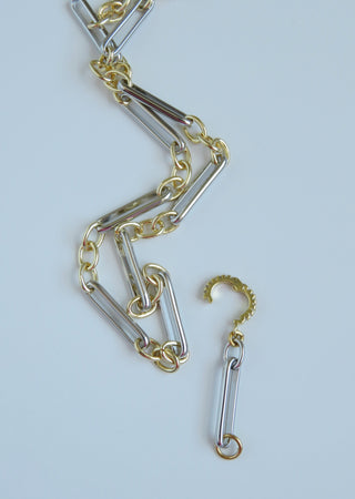 Mixed Metal Hinged Clasp Lariat Chain - Figaro Link - add a charm