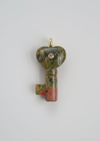 Heart Key Crystal Charm