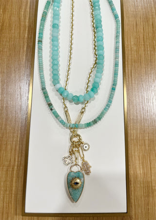Aqua Evil Eye Necklace Stack