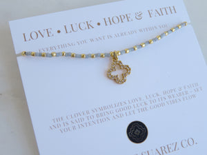Ashlyn Diamond Clover Cord Bracelet