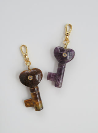 Heart Key Crystal Charm