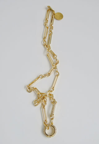 Diamond Figaro Charm Holder Necklace - Clicker Clasp - add charms