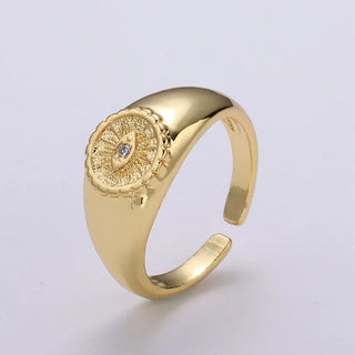 Evil Eye Sunburst Signet Ring