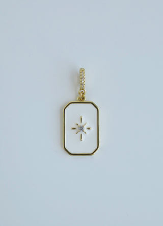 White Enamel Northern Star Tag with Diamond Hinged Clasp