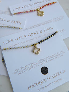 Kira Diamond Clover Cord Bracelet