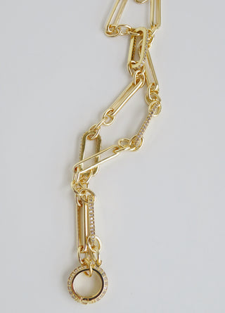 Diamond Figaro Charm Holder Necklace - Clicker Clasp - add charms