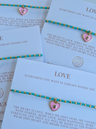 Ashlyn Pink Heart Bracelet - Love