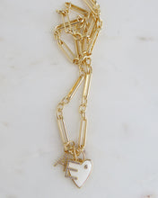 Load image into Gallery viewer, Heart &amp; Two Diamond Initials Necklace - Figaro Chain