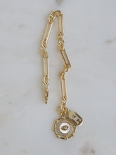Load image into Gallery viewer, Celestial Evil Eye &amp; Diamond Initial Tag Bracelet - Figaro Link